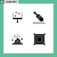 conjunto de 4 iconos de interfaz de usuario modernos símbolos signos para tecnología de cable de audio de calor de escoba elementos de diseño vectorial editables de ciencia vector