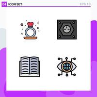 4 Creative Icons Modern Signs and Symbols of day socket ring energy book Editable Vector Design Elements