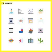 16 Flat Color concept for Websites Mobile and Apps cleaning plant performance nature agriculture Editable Pack of Creative Vector Design Elements