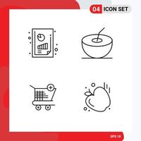 Line Pack of 4 Universal Symbols of business productivity report shopping graph analysis cart food Editable Vector Design Elements