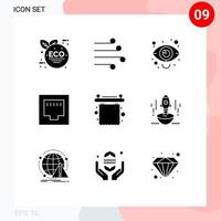 9 Creative Icons Modern Signs and Symbols of curtains port business ethernet vision Editable Vector Design Elements