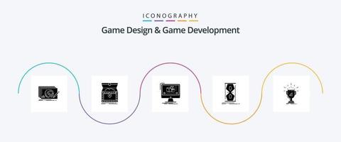 Game Design And Game Development Glyph 5 Icon Pack Including early. access. reward. software. editor vector