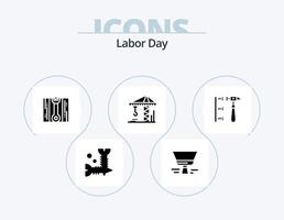 Labor Day Glyph Icon Pack 5 Icon Design. construction. crain . paint brush . fix vector