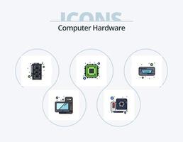 paquete de iconos lleno de línea de hardware de computadora 5 diseño de iconos. hardware. computadora. dispositivo. vocero. hardware vector
