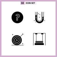 Group of 4 Solid Glyphs Signs and Symbols for circle goal mechanical plumbing target Editable Vector Design Elements