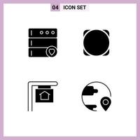 4 Thematic Vector Solid Glyphs and Editable Symbols of database sign byetball crypto currency destination Editable Vector Design Elements