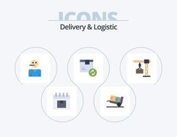 paquete de iconos planos de entrega y logística 5 diseño de iconos. producto. caja. envío. seguidor. servicio vector