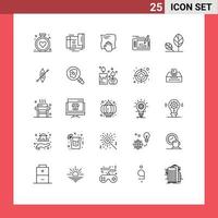 User Interface Pack of 25 Basic Lines of pad pencil cleaning game scrub Editable Vector Design Elements