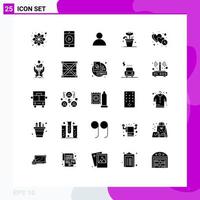 25 Thematic Vector Solid Glyphs and Editable Symbols of time heart avatar clock plant Editable Vector Design Elements