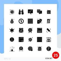 Modern Set of 25 Solid Glyphs and symbols such as message delivery explore chatting tick Editable Vector Design Elements