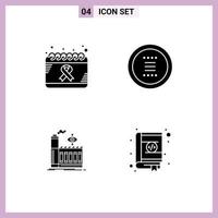 Universal Solid Glyph Signs Symbols of calendar navigation health circle factory Editable Vector Design Elements