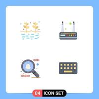 4 Flat Icon concept for Websites Mobile and Apps agriculture typing grains wifi key Editable Vector Design Elements