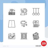 Modern Set of 9 Outlines and symbols such as attracting grid competition creative bridge Editable Vector Design Elements