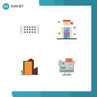 4 Creative Icons Modern Signs and Symbols of lamp dormitory darts target real estate Editable Vector Design Elements