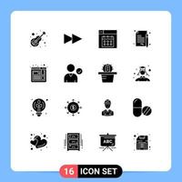 16 Universal Solid Glyphs Set for Web and Mobile Applications website bookmark design document business Editable Vector Design Elements