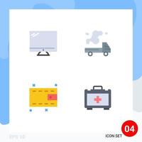 Pictogram Set of 4 Simple Flat Icons of computer pollution imac truck money Editable Vector Design Elements