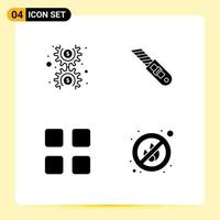 Pack of 4 Modern Solid Glyphs Signs and Symbols for Web Print Media such as dollar calculator cog repair math Editable Vector Design Elements