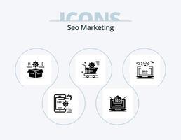 Seo Marketing Glyph Icon Pack 5 Icon Design. setting. cart. mail. setting. wheel vector