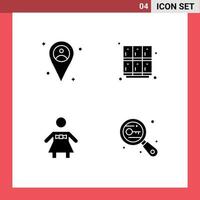 User Interface Pack of 4 Basic Solid Glyphs of location people learn open key Editable Vector Design Elements