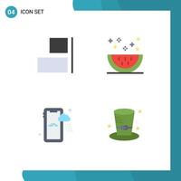 4 Flat Icon concept for Websites Mobile and Apps align rainy cooking meal cap Editable Vector Design Elements