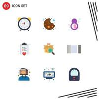 paquete de iconos de vector de stock de 9 signos y símbolos de línea para elementos de diseño de vector editables de cara de lista de verificación de día de nota de caja