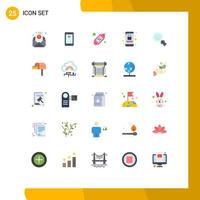 Modern Set of 25 Flat Colors Pictograph of magnifying glass tag mobile security mobile Editable Vector Design Elements