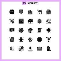 Universal Icon Symbols Group of 25 Modern Solid Glyphs of wifi iot public internet web blogging Editable Vector Design Elements