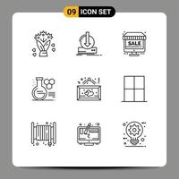 9 Creative Icons Modern Signs and Symbols of hanging education monitor chemistry lab chemistry Editable Vector Design Elements