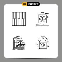 Line Pack of 4 Universal Symbols of audio pollution piano devices air Editable Vector Design Elements