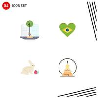 Set of 4 Modern UI Icons Symbols Signs for organic easter digital flag nature Editable Vector Design Elements