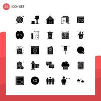 25 Thematic Vector Solid Glyphs and Editable Symbols of game ring tree athletic convo Editable Vector Design Elements