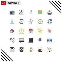 Set of 25 Modern UI Icons Symbols Signs for bug web weather page business Editable Vector Design Elements