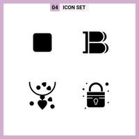 Pack of 4 creative Solid Glyphs of box mom black coin crypto currency closed Editable Vector Design Elements