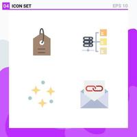 Mobile Interface Flat Icon Set of 4 Pictograms of price space network social communication Editable Vector Design Elements