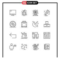 16 User Interface Outline Pack of modern Signs and Symbols of football arts globe art play Editable Vector Design Elements