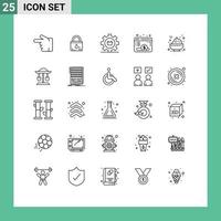 25 Thematic Vector Lines and Editable Symbols of fund webpage cart browser gear Editable Vector Design Elements