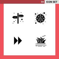 Pack of 4 Modern Solid Glyphs Signs and Symbols for Web Print Media such as direction video connections control fast culture Editable Vector Design Elements