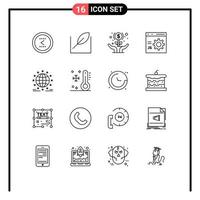 Set of 16 Vector Outlines on Grid for programming develop expand coding investment Editable Vector Design Elements