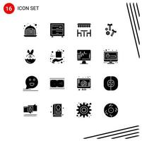 16 Universal Solid Glyph Signs Symbols of bag robbit eat egg screw Editable Vector Design Elements