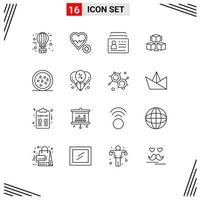 Modern Set of 16 Outlines Pictograph of shepping delivrey beat box id Editable Vector Design Elements