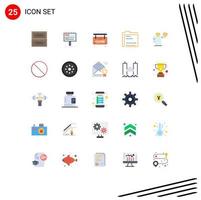 Flat Color Pack of 25 Universal Symbols of hand file market document content Editable Vector Design Elements