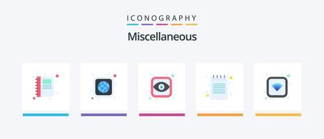 paquete de iconos misceláneos planos 5 que incluye señal. ojo. bloc. libro. diseño de iconos creativos vector