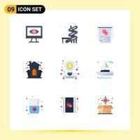 Pack of 9 Modern Flat Colors Signs and Symbols for Web Print Media such as stock investment presentation business halloween Editable Vector Design Elements