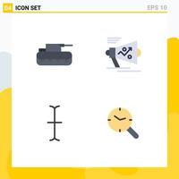 Set of 4 Vector Flat Icons on Grid for cannon cursor tank loudspeaker search Editable Vector Design Elements