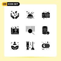 Modern Set of 9 Solid Glyphs Pictograph of product plan arts home blueprint Editable Vector Design Elements