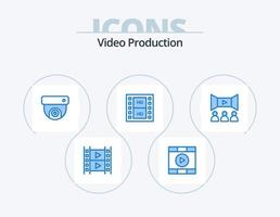 diseño de icono de paquete de icono azul de producción de video 5. . multimedia. control. película. cine vector