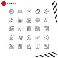 Group of 25 Modern Lines Set for inspiration idea monument creative party Editable Vector Design Elements
