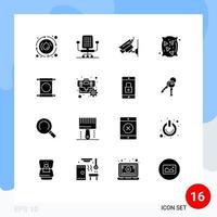 Group of 16 Modern Solid Glyphs Set for china scroll cctv wheat flour Editable Vector Design Elements