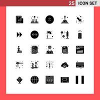 Modern Set of 25 Solid Glyphs and symbols such as control fast down circle arrow magnifying glass Editable Vector Design Elements