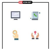 paquete de iconos planos de 4 símbolos universales de elementos de diseño vectorial editables de la interfaz de directorio toch imac de la computadora vector